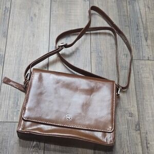 Ashwood Genuine Leather Crossbody Bag Brown Deer Logo Flap Shoulder Purse